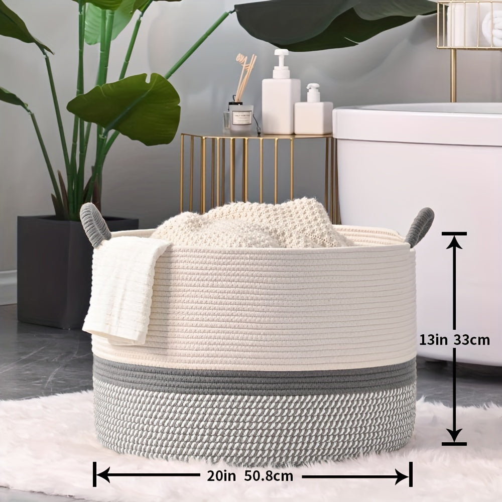 Large Woven Storage Basket for Blankets & Laundry