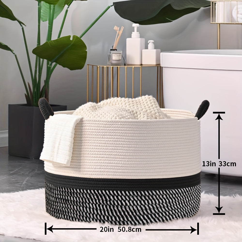 Large Woven Storage Basket for Blankets & Laundry