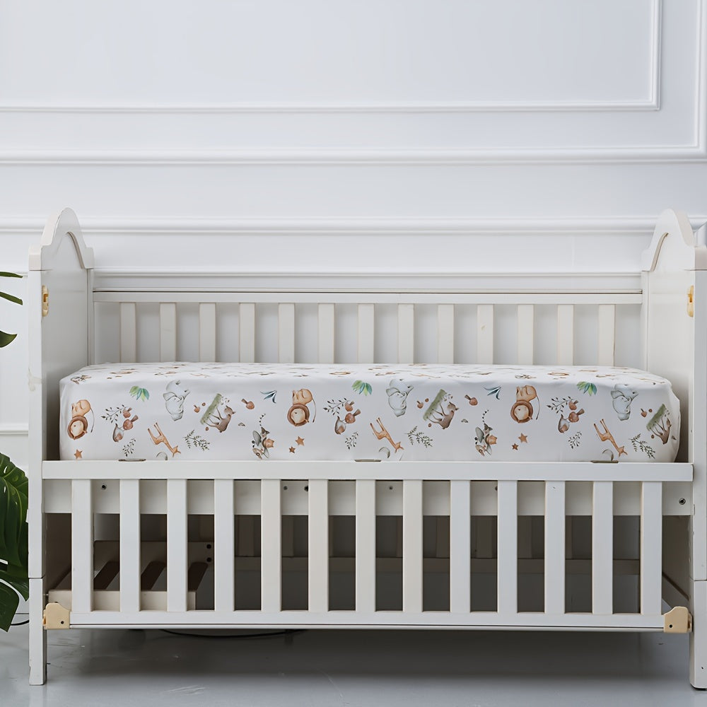 BEEWEED 4-Piece Animal Print Crib Sheets