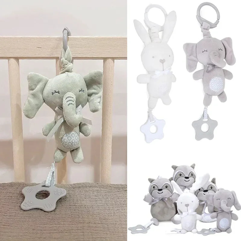 Soft Plush Bear & Bunny Stroller Hanging Rattle Toys