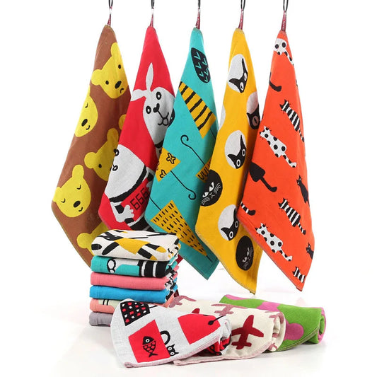 3-Layer Cotton Cartoon Baby Towel & Washcloth