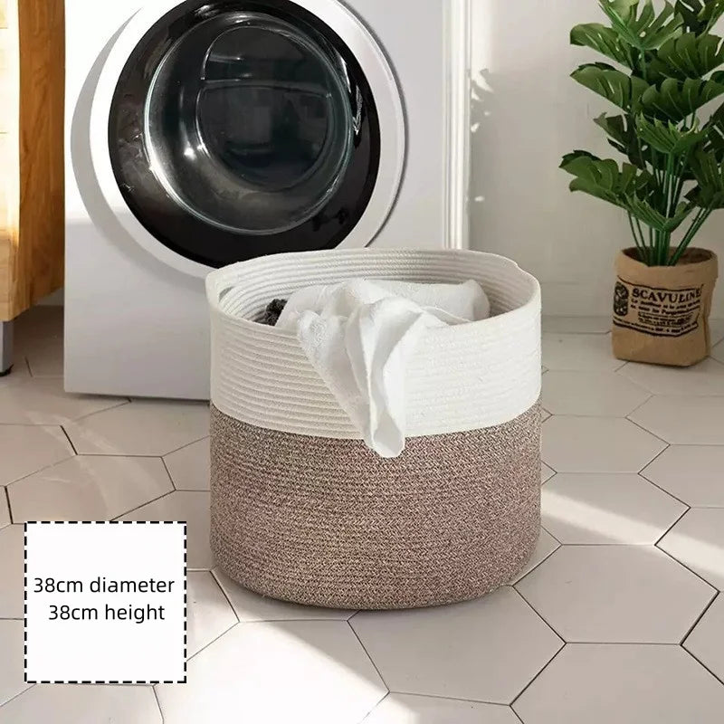 Extra Large Cotton Rope Storage Basket for Living Room & Nursery