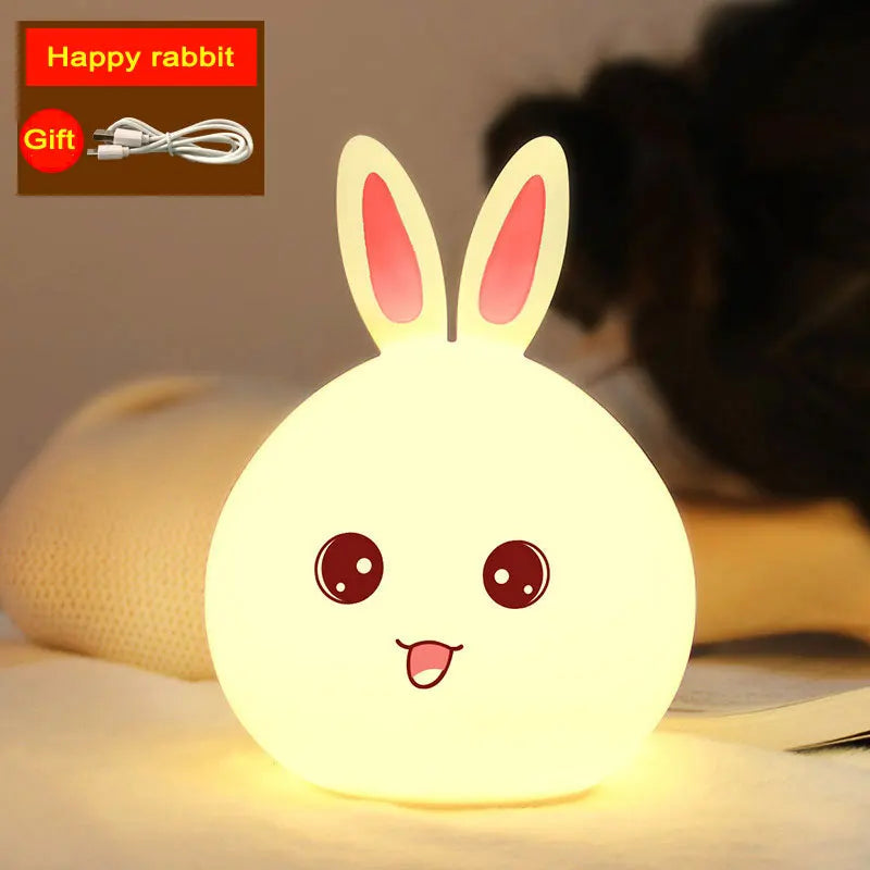 Cute Rabbit Clap Lamp - Colorful Voice-Controlled Night Light