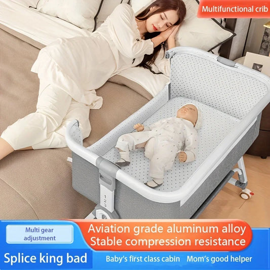 Multi-Functional Foldable Baby Crib with Adjustable Height