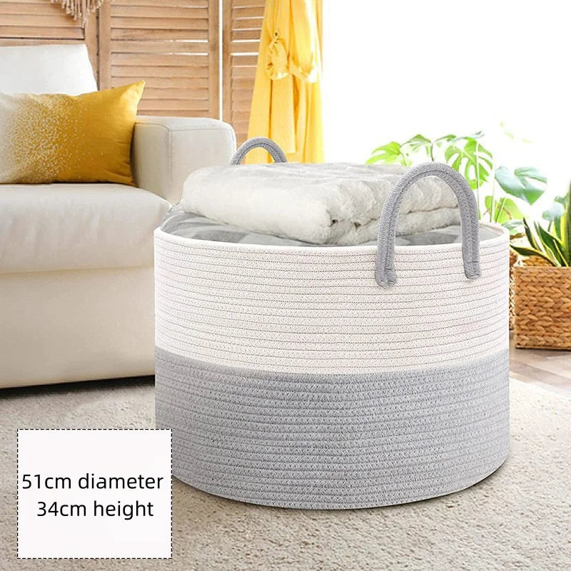 Extra Large Cotton Rope Storage Basket for Living Room & Nursery