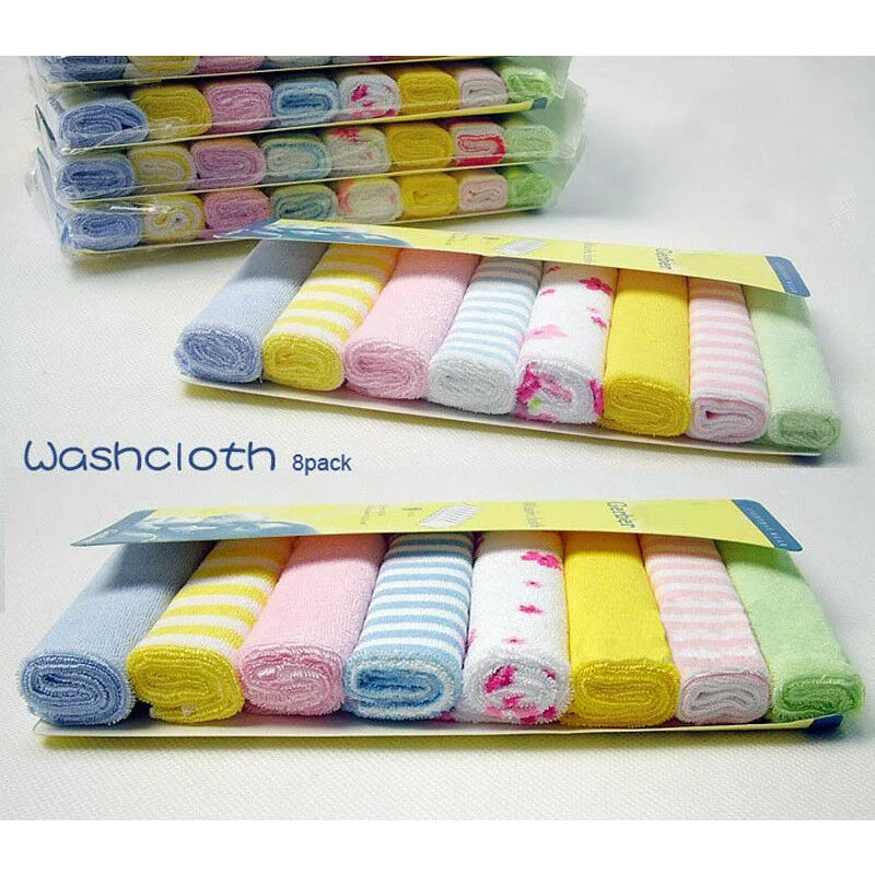 8Pcs Baby Bath Towel & Washcloth Set