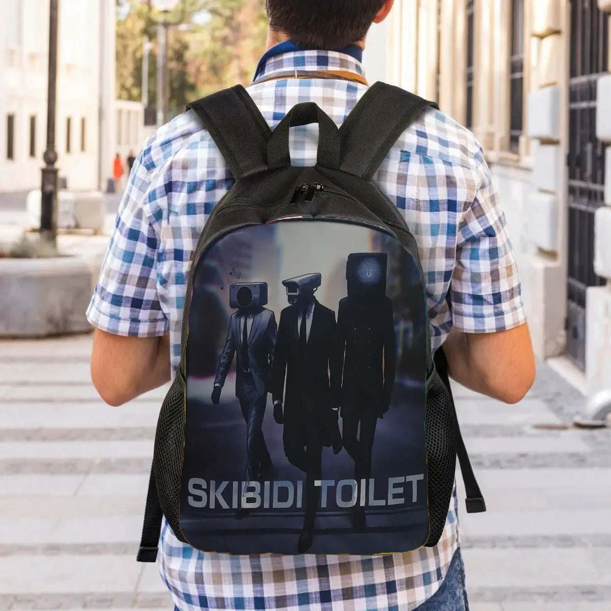 3Pcs Set Skibidi Anime Toilet School bags with Shoulder Bags Pencil Case,Cartoon Titan Clock Man School Backpack for Students