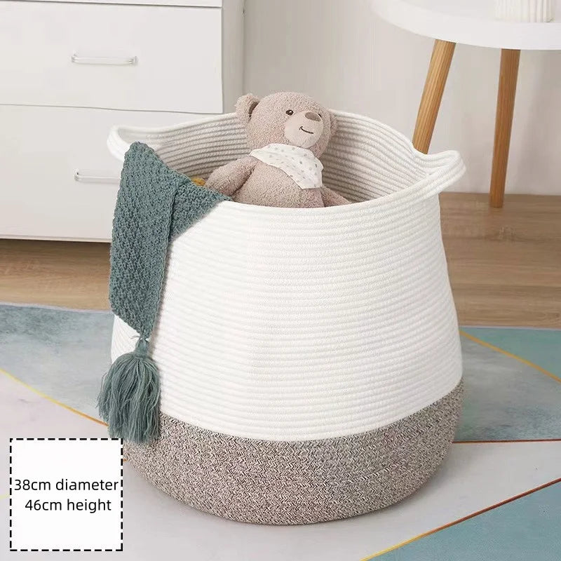 Extra Large Cotton Rope Storage Basket for Living Room & Nursery