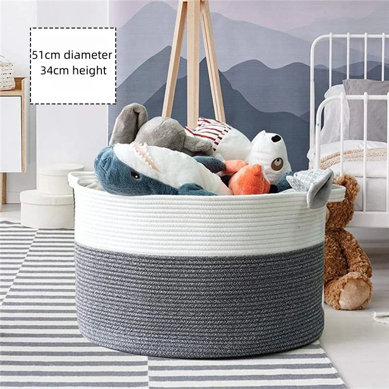 Extra Large Cotton Rope Storage Basket for Living Room & Nursery