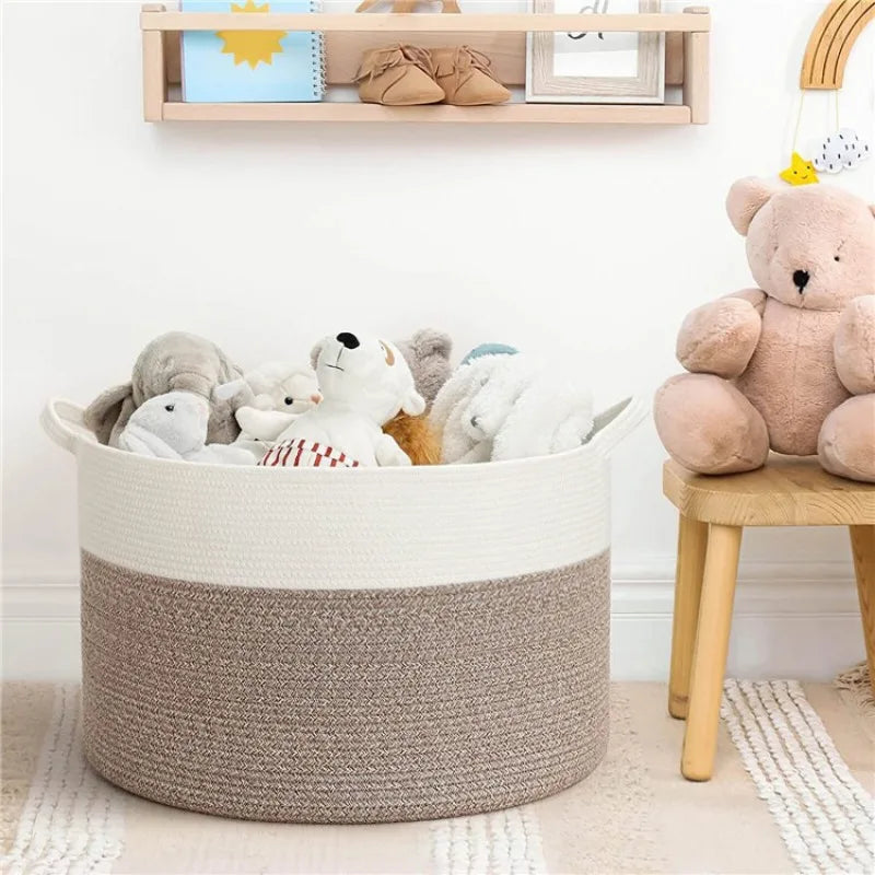 Extra Large Cotton Rope Storage Basket for Living Room & Nursery