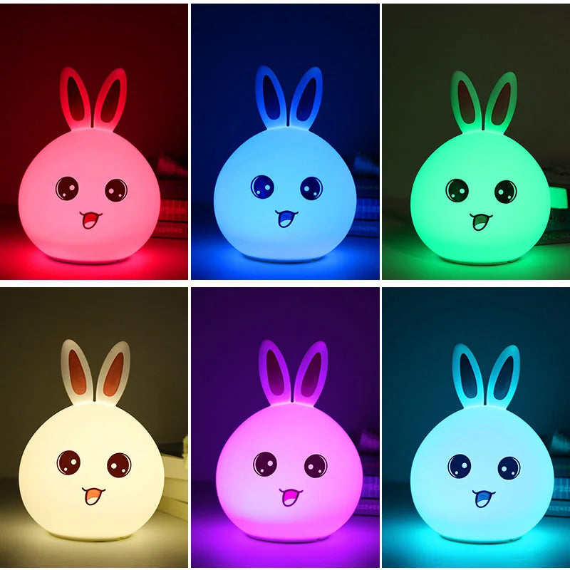 Cute Rabbit Clap Lamp - Colorful Voice-Controlled Night Light