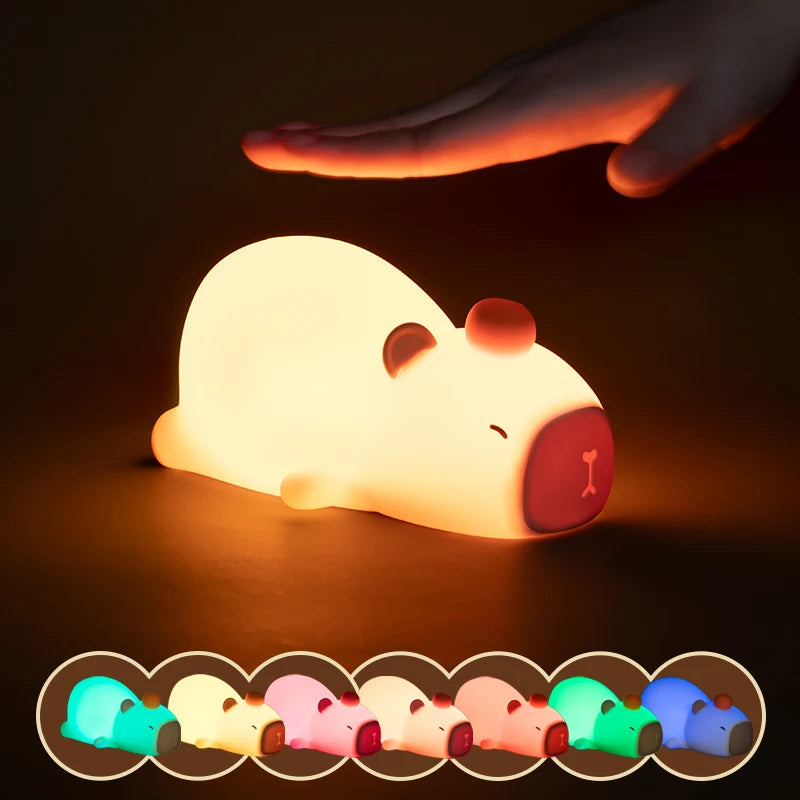 Cute Capybara Silicone LED Night Light - USB Rechargeable