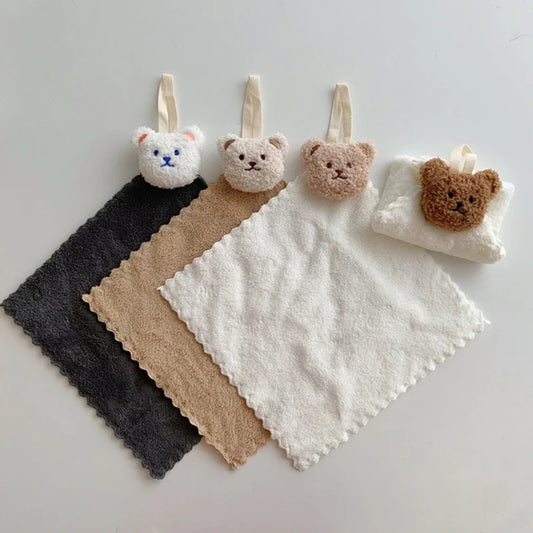 Soft Cartoon Bear Hand Towel - Absorbent Washcloths for All Ages