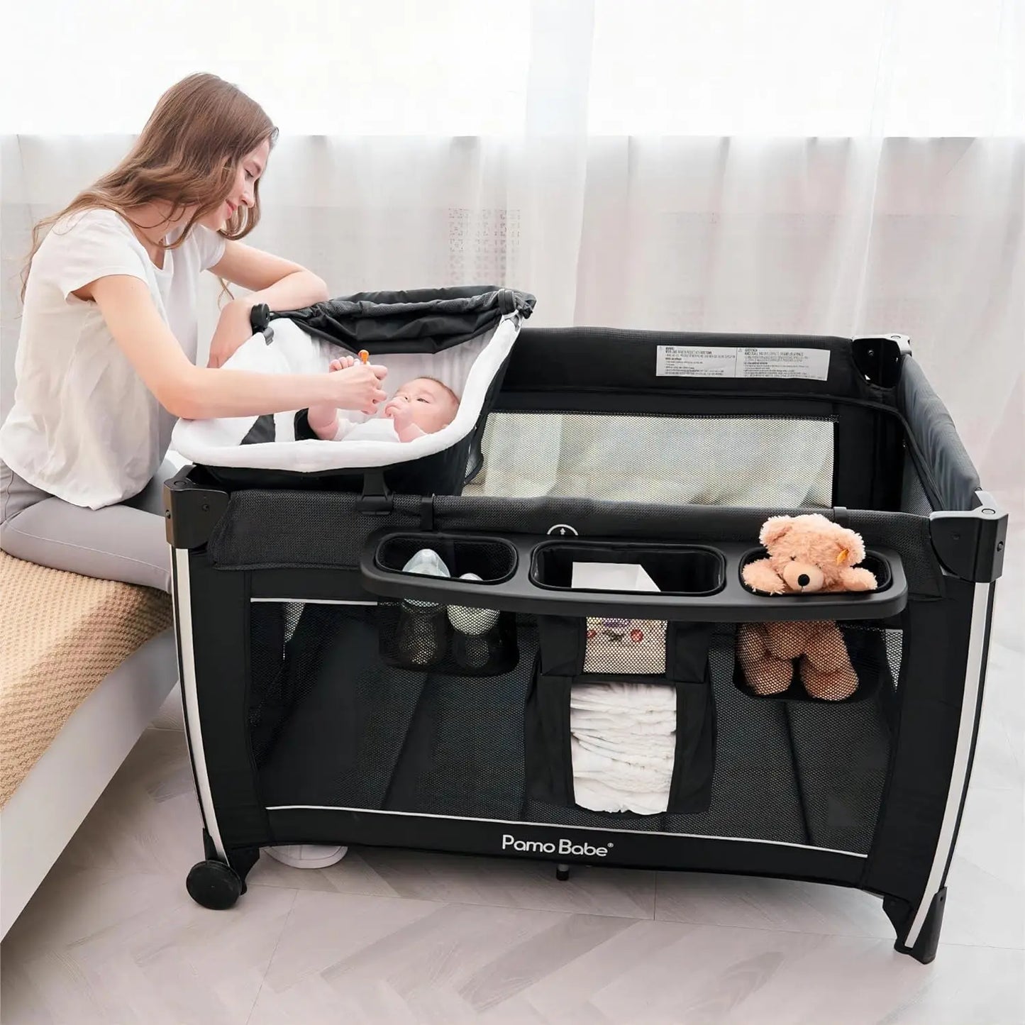 Deluxe Foldable Nursery Center with Bassinet & Changing Table