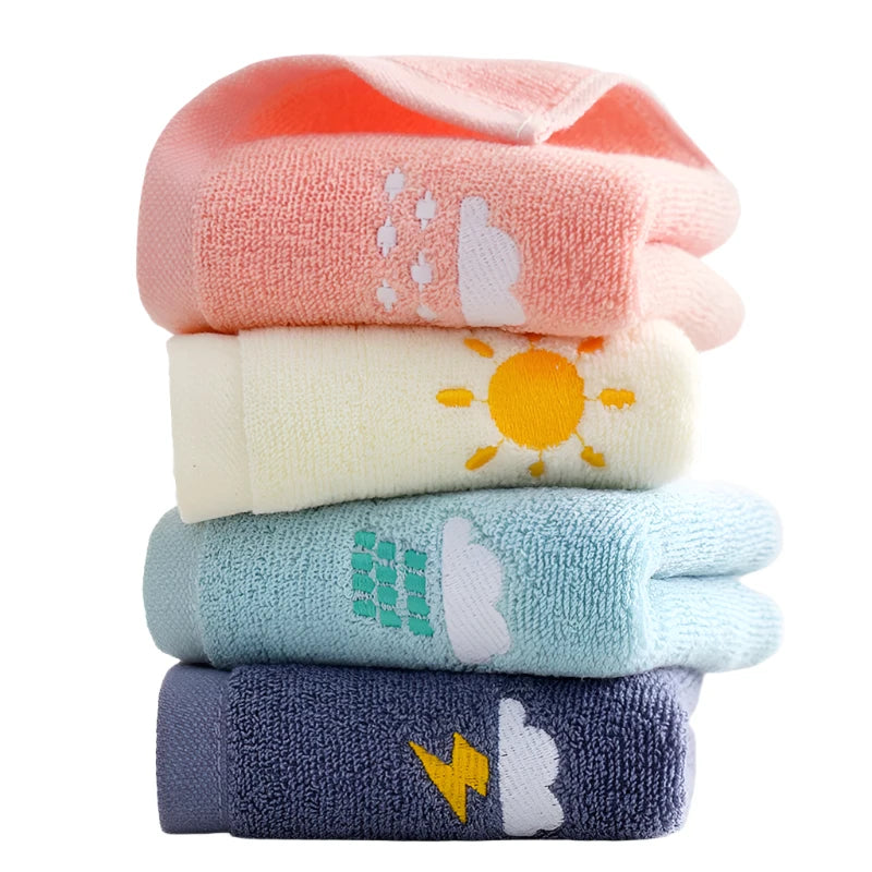 1 Pc Soft Embroidered Cotton Baby Face Towel