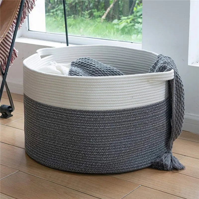 Extra Large Cotton Rope Storage Basket for Living Room & Nursery