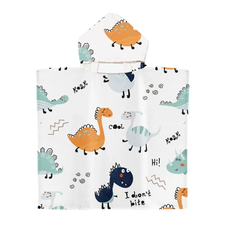 Kids Hooded Beach Towel Cape - Soft, Quick-Dry, Cotton, Cartoon Design