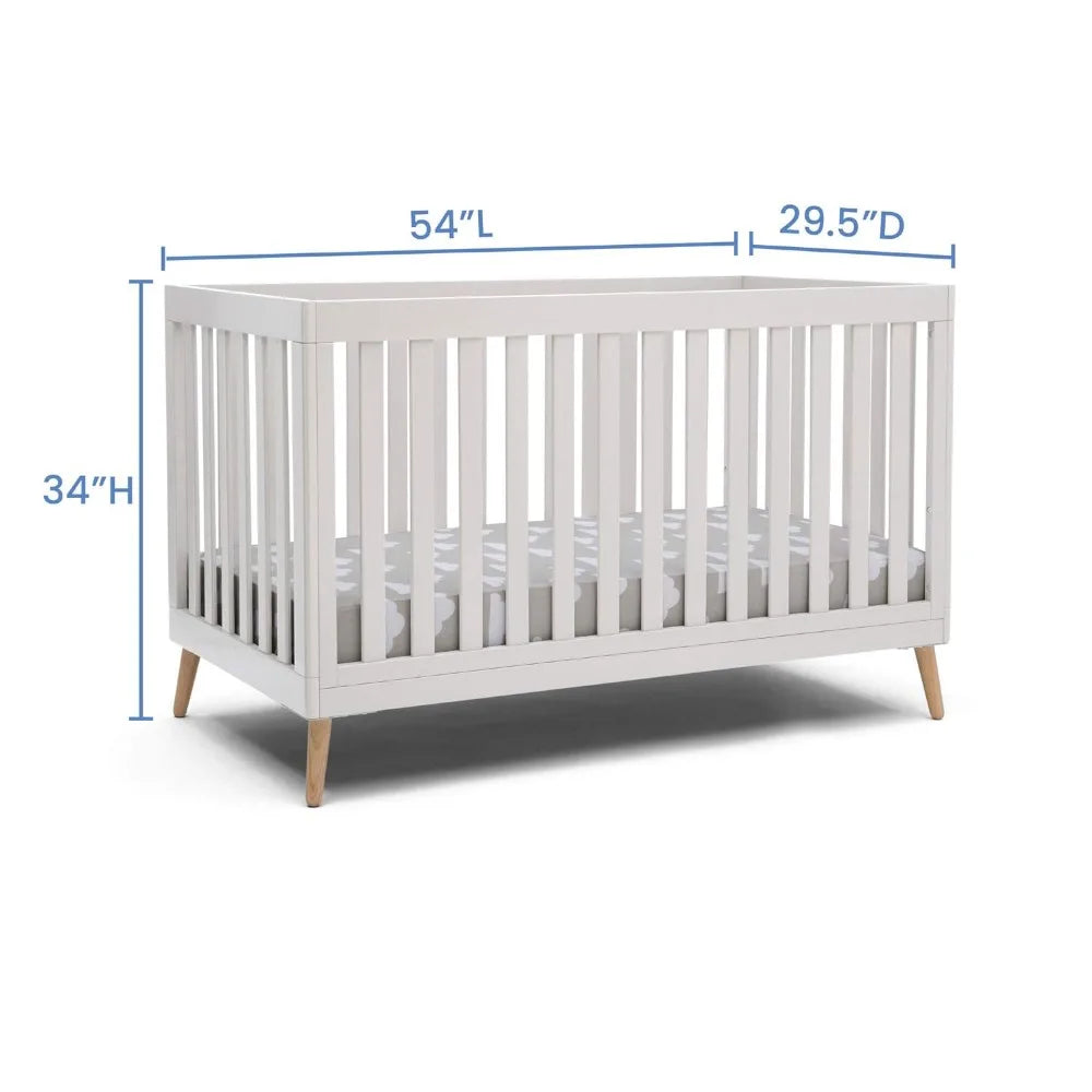 Essex 4-in-1 Convertible Baby Crib - Bianca White & Natural Legs