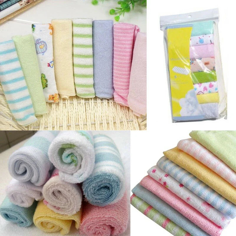 8Pcs Baby Bath Towel & Washcloth Set