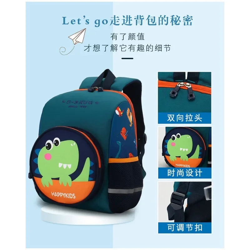 Children Schoolbag Cute Animal Cartoon Dinosaur Nylon Comfortable Chic Fashionable Backpack for Kids Boy Girl Kindergarten