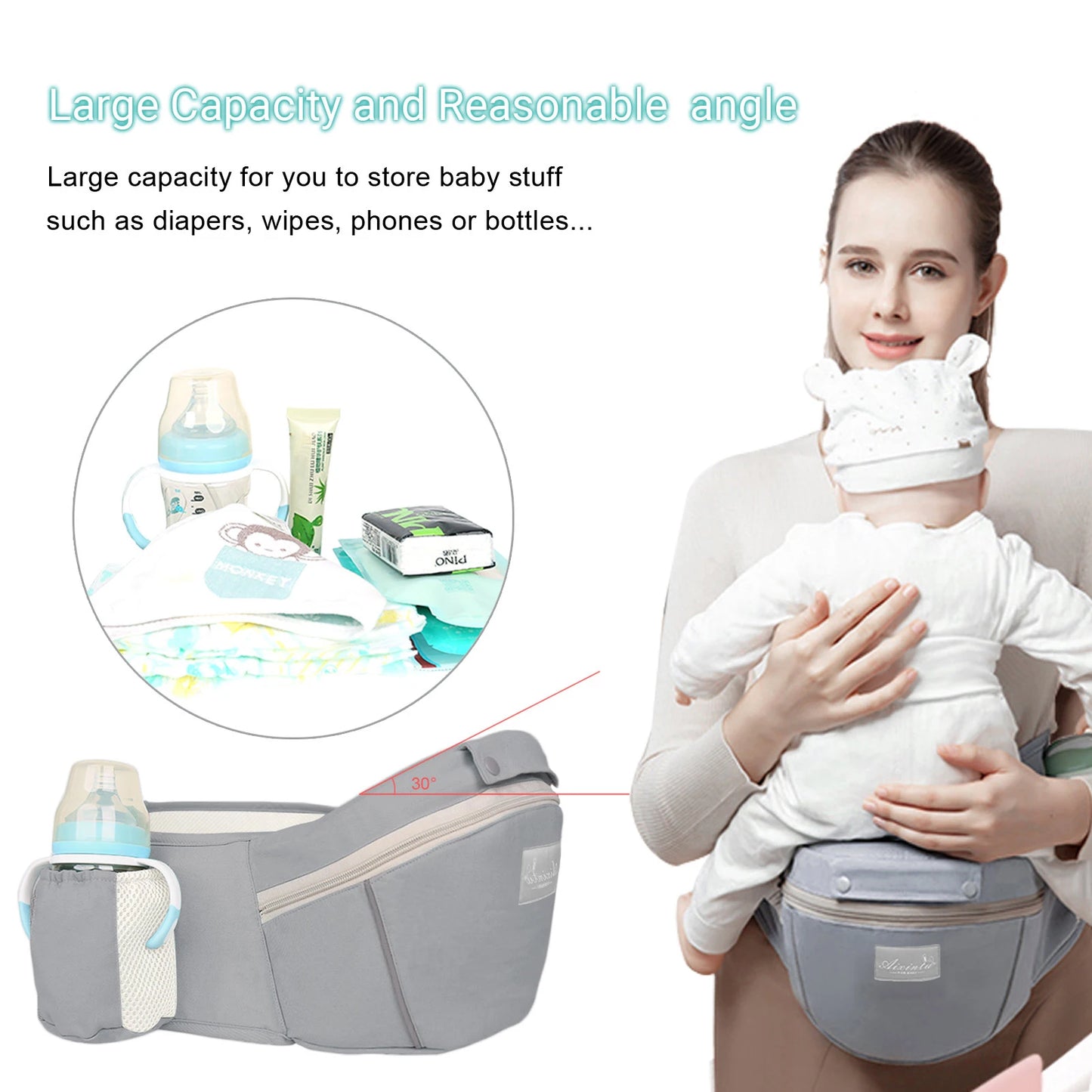 Ergonomic Baby Carrier with Multifunctional Waist Stool