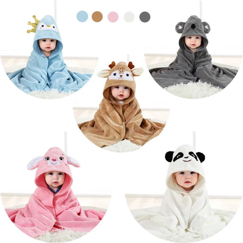 1 pc 80x80cm Cartoon Baby Hooded Bath Towel