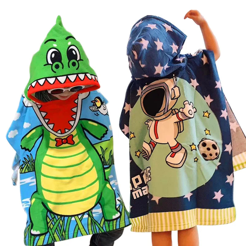 Cartoon Hooded Bathrobe Towel for Kids