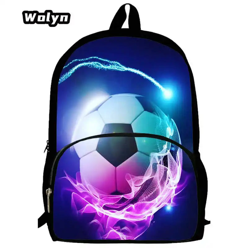 3Pcs Set 3D Soccer Printed School Backpack with Shoulder Bags Pencil Case for Grade 1-3,Large Football School Bags for Boys