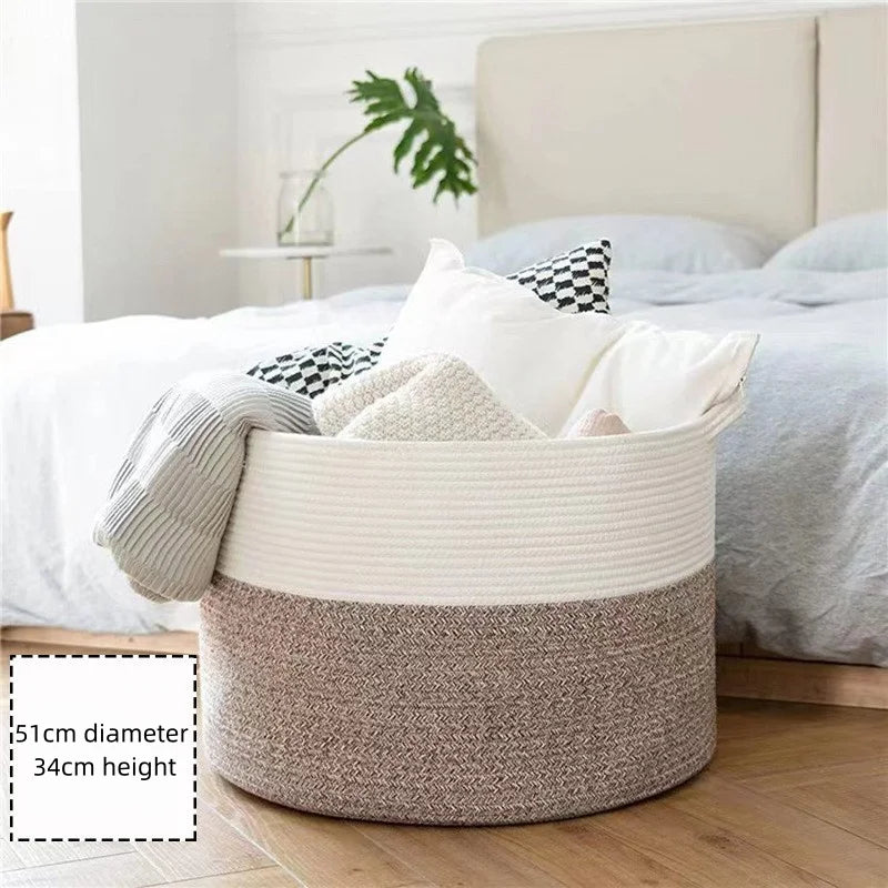 Extra Large Cotton Rope Storage Basket for Living Room & Nursery