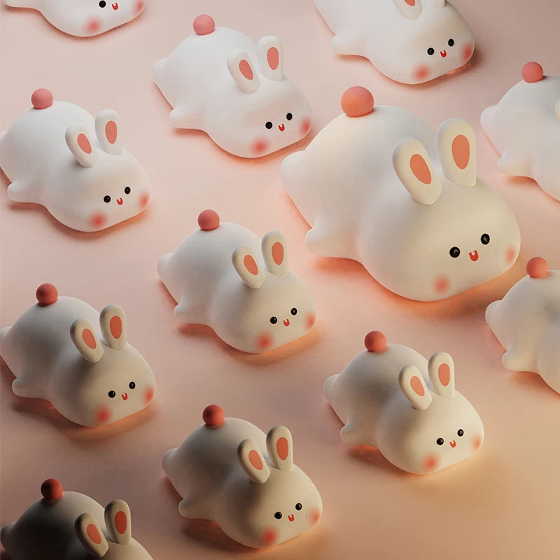 1 Pc Cute Rabbit-shaped USB Rechargeable Silicone Night Light