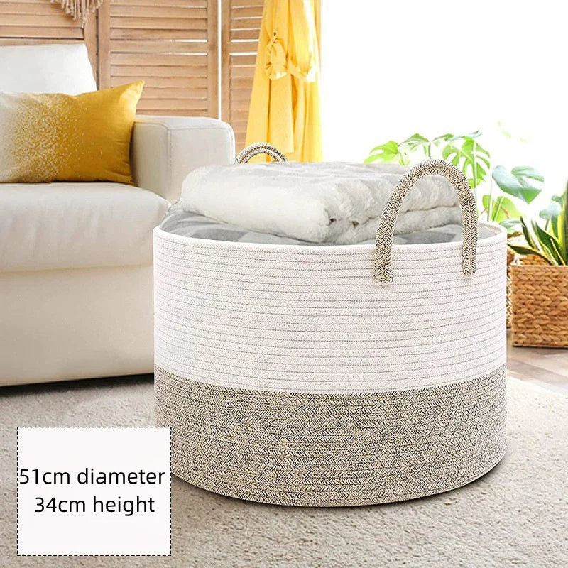 Extra Large Cotton Rope Storage Basket for Living Room & Nursery