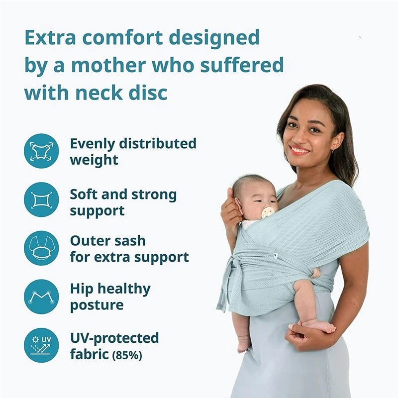 Breathable Baby Carrier Wrap with Hipseat