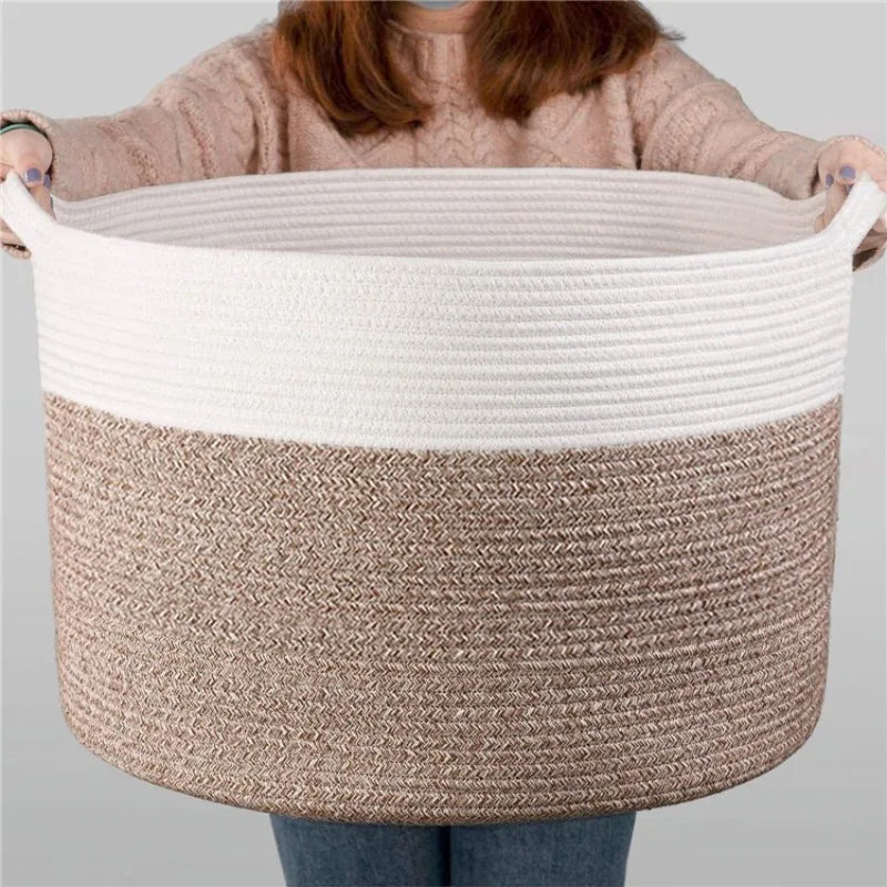 Extra Large Cotton Rope Storage Basket for Living Room & Nursery