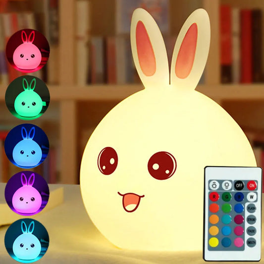 Cute Rabbit Clap Lamp - Colorful Voice-Controlled Night Light