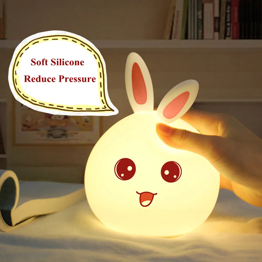 Cute Rabbit Clap Lamp - Colorful Voice-Controlled Night Light