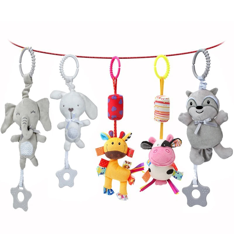 Newborn Baby Sensory Hanging Rattles with Teether