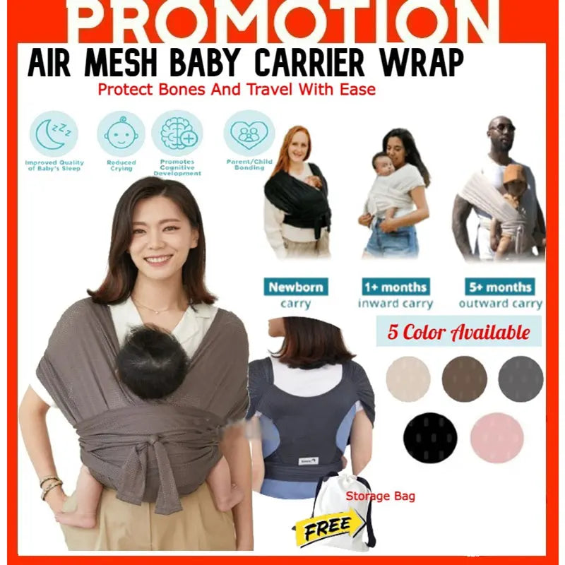 Breathable Baby Carrier Wrap with Hipseat