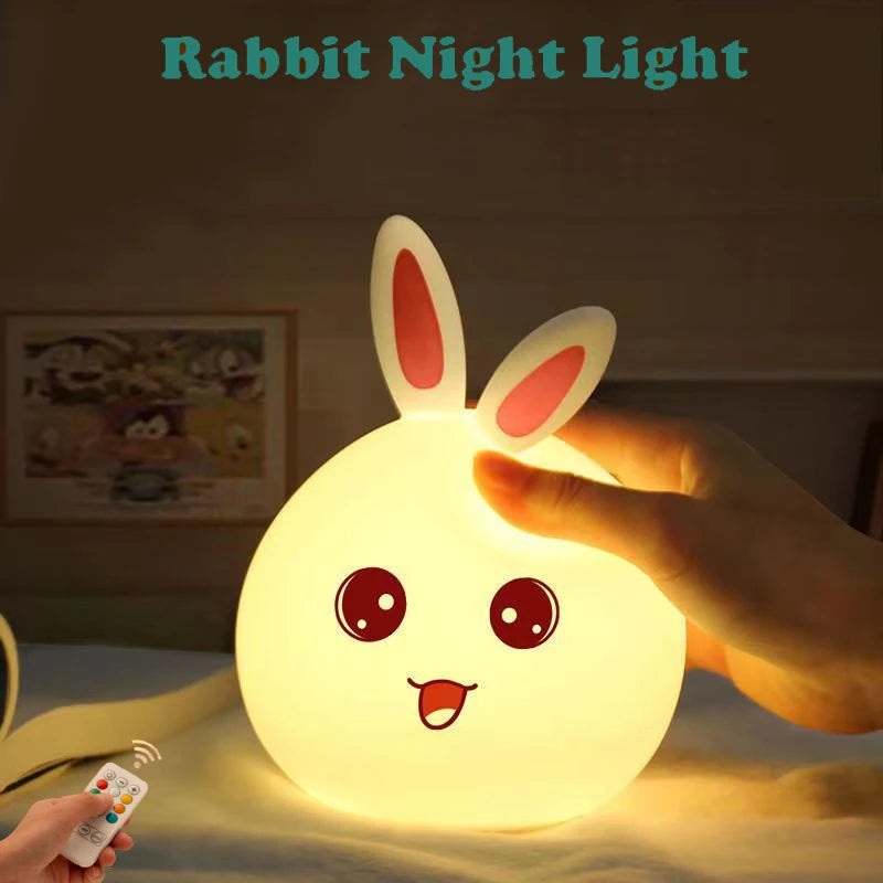 Cute Rabbit Clap Lamp - Colorful Voice-Controlled Night Light