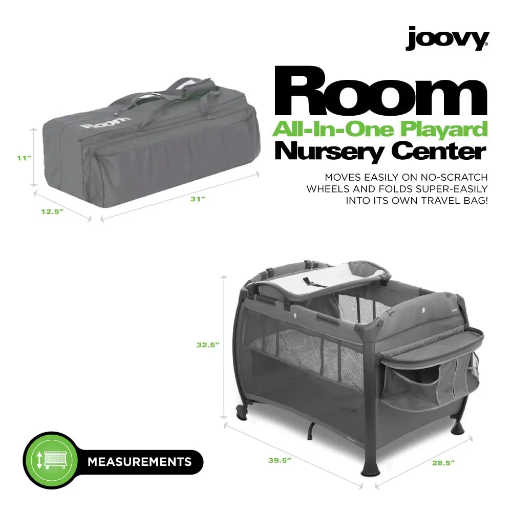 Joovy Room Playard Nursery Center with Bassinet & Changing Table - Charcoal