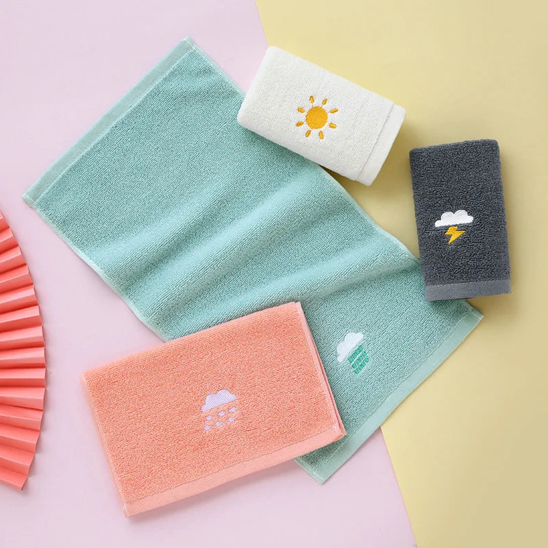 1 Pc Soft Embroidered Cotton Baby Face Towel