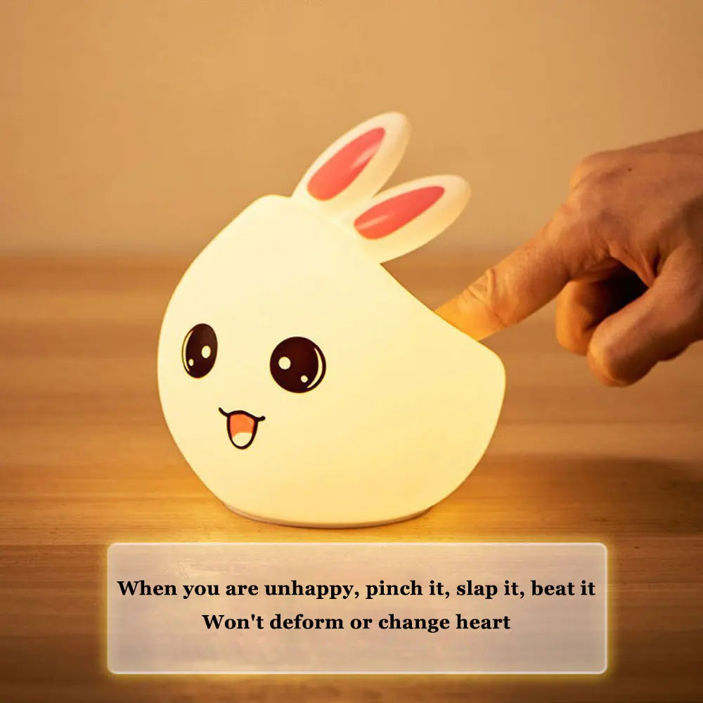 Cute Rabbit Clap Lamp - Colorful Voice-Controlled Night Light