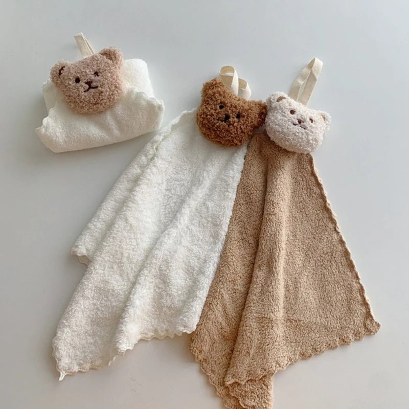 Soft Cartoon Bear Hand Towel - Absorbent Washcloths for All Ages