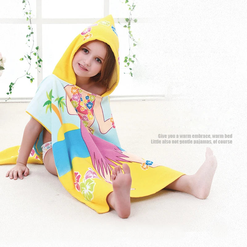 Cartoon Hooded Bathrobe Towel for Kids