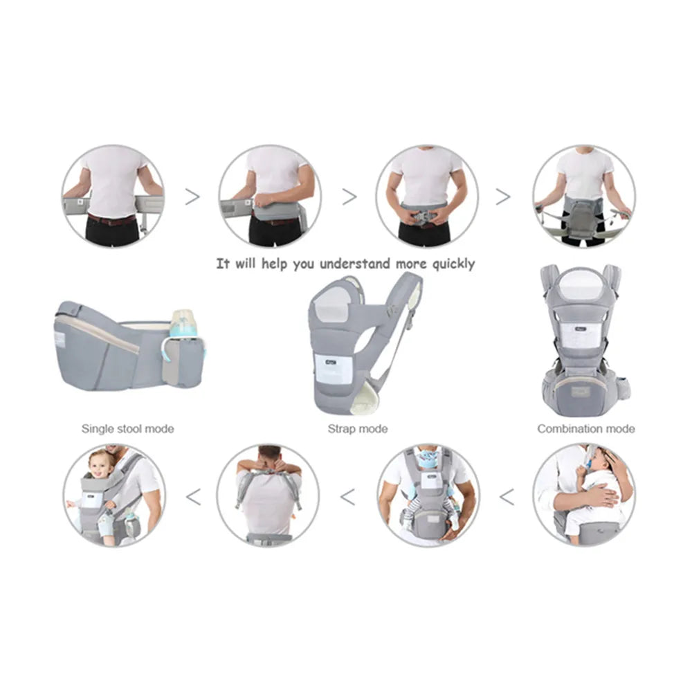 Ergonomic Baby Carrier with Multifunctional Waist Stool