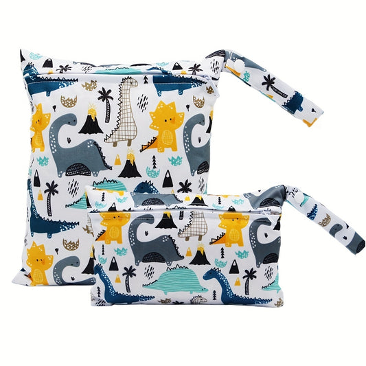 2 Pcs Durable Dinosaur Print Washable Diaper Bags