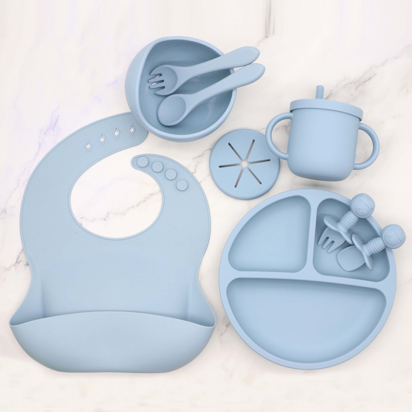 Silicone Baby Feeding Set with Suction Bowl & Sippy Cup