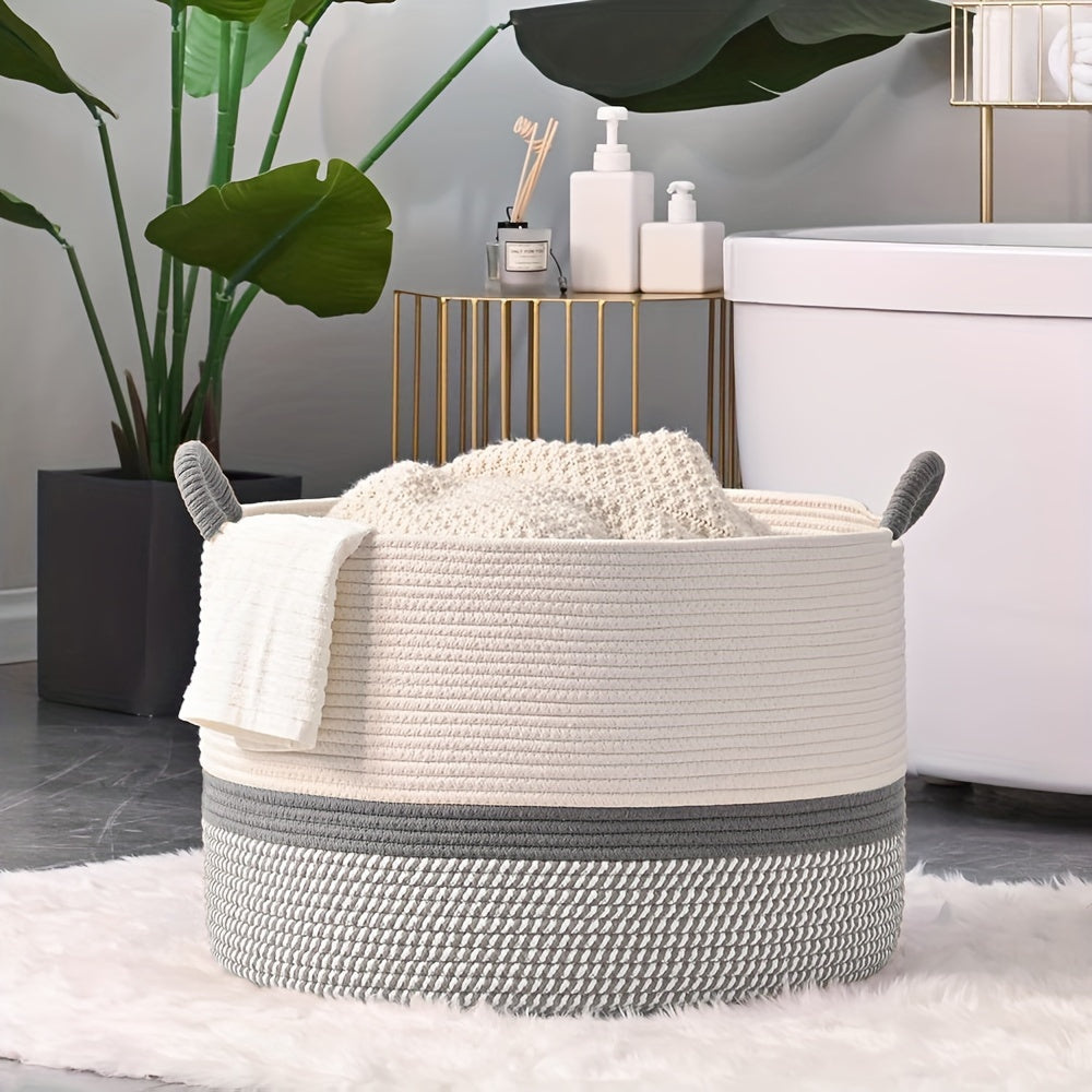 Large Woven Storage Basket for Blankets & Laundry