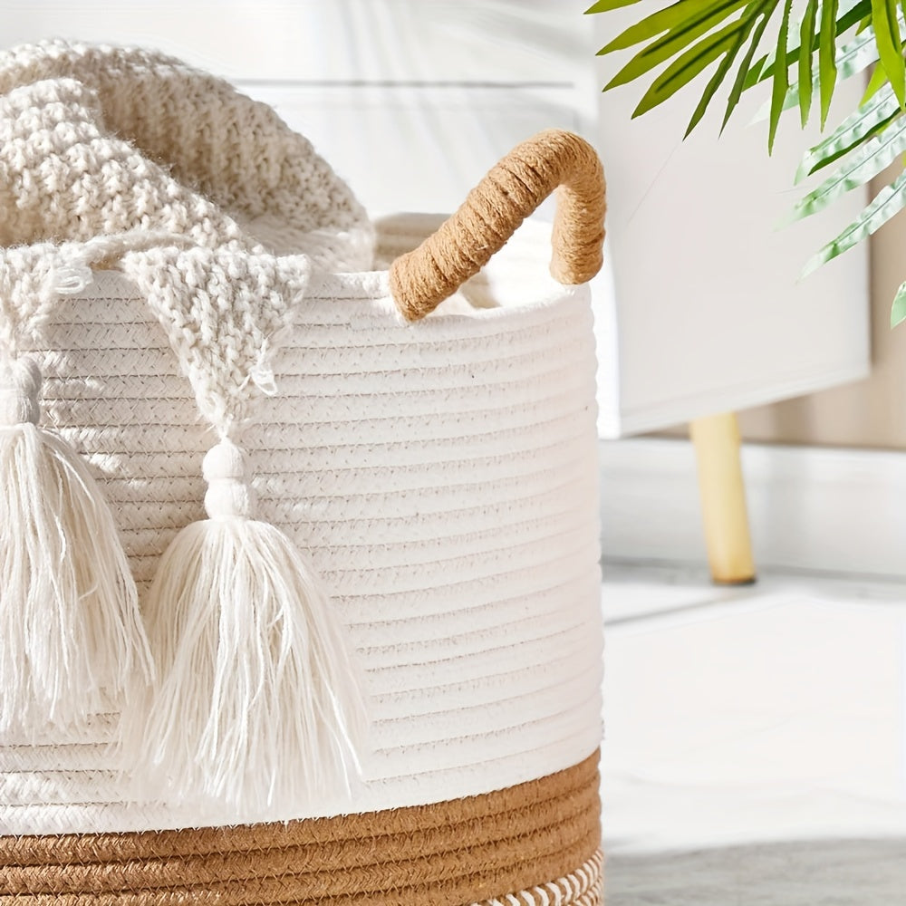 Large Woven Storage Basket for Blankets & Laundry