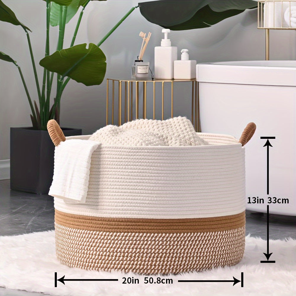 Large Woven Storage Basket for Blankets & Laundry